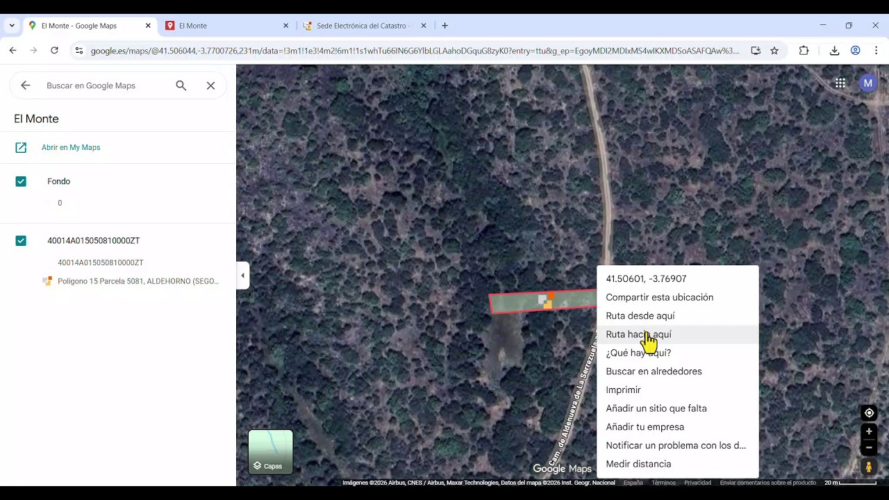 Ver lindes de parcelas en Google Maps