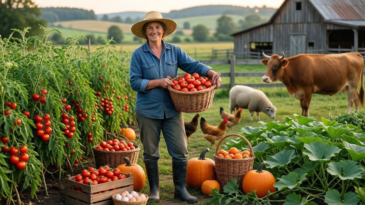 Peaceful Country Life – Growing and Harvesting Tomatoes & Pumpkins by Hand