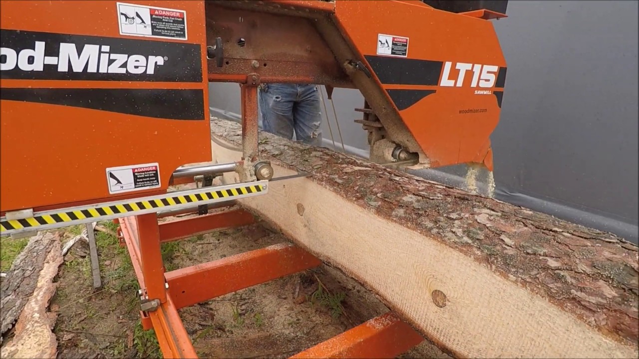 Putting a Red Pine log through the LT15 sawmill!
