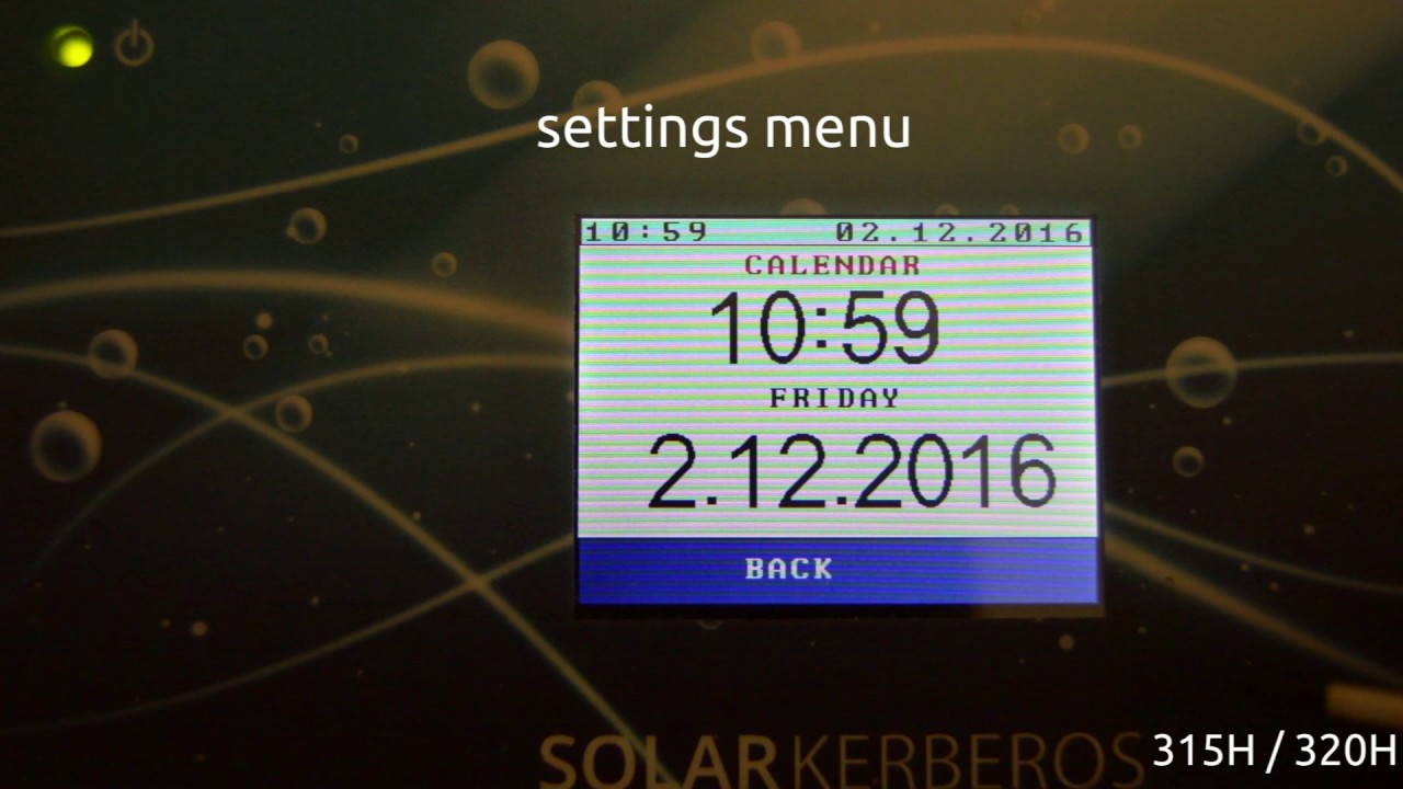 Settings of Solar Kerberos 315.H and 320.H