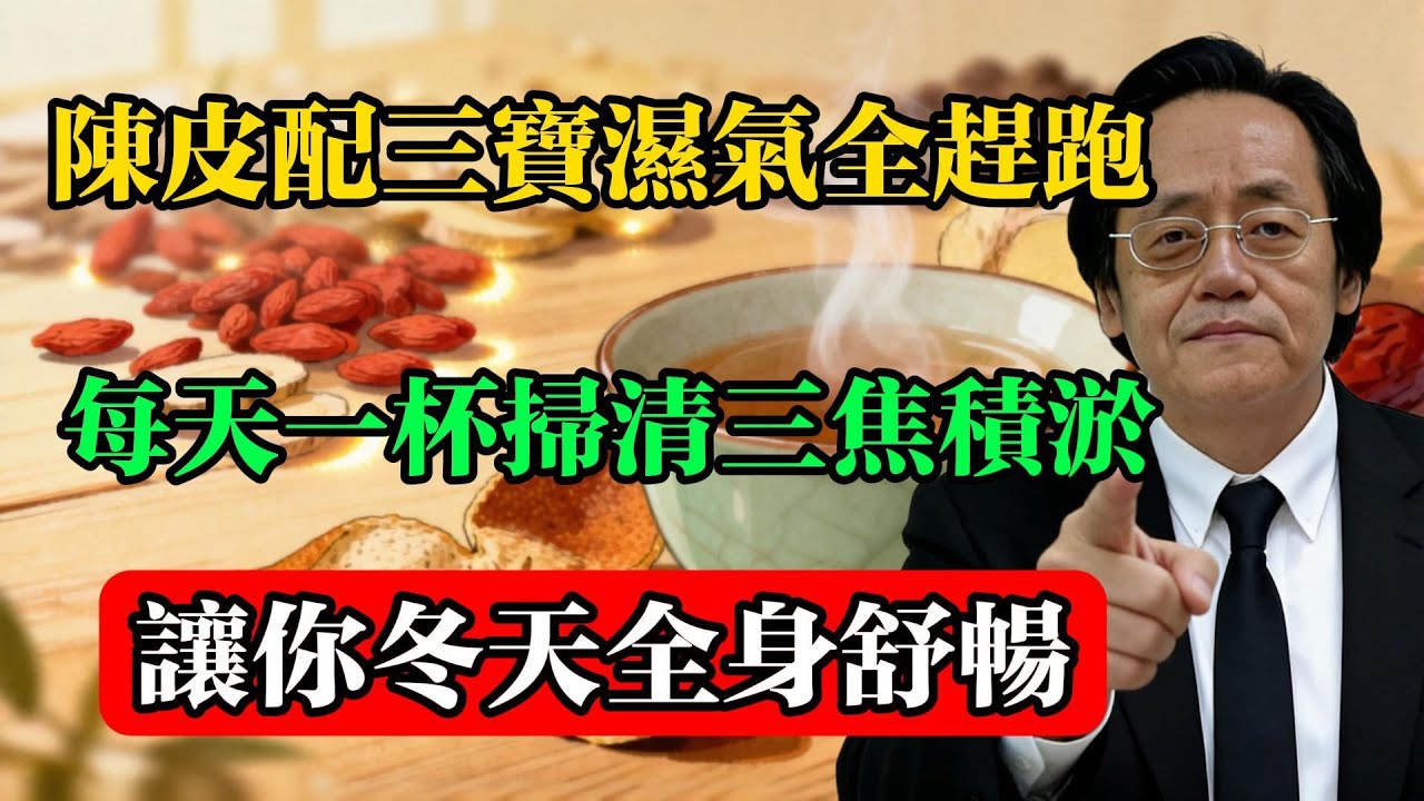 倪海廈：陳皮配三寶，濕氣全趕跑！每天一杯，掃清三焦積淤，讓你冬天全身舒暢！#倪海厦 #濕氣重 #陳皮三寶 #中醫養生 #健脾祛濕 #寒濕體質