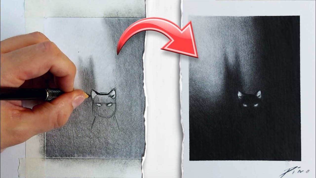 ¿CÓMO DIBUJAR un GATO en un AMBIENTE OSCURO?