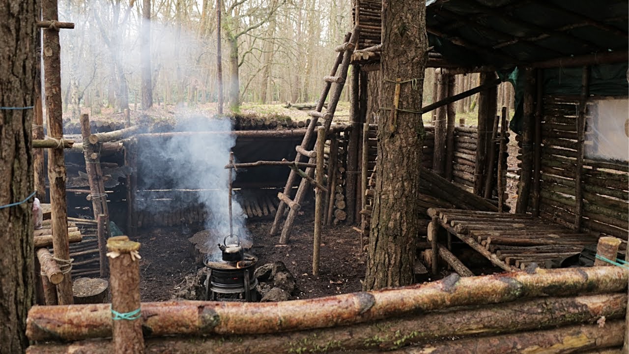 Bushcraft Camp Update 14 - Tunnel, Fire Pit Upgrade, Blacksmithing, Wood Mallet Carving