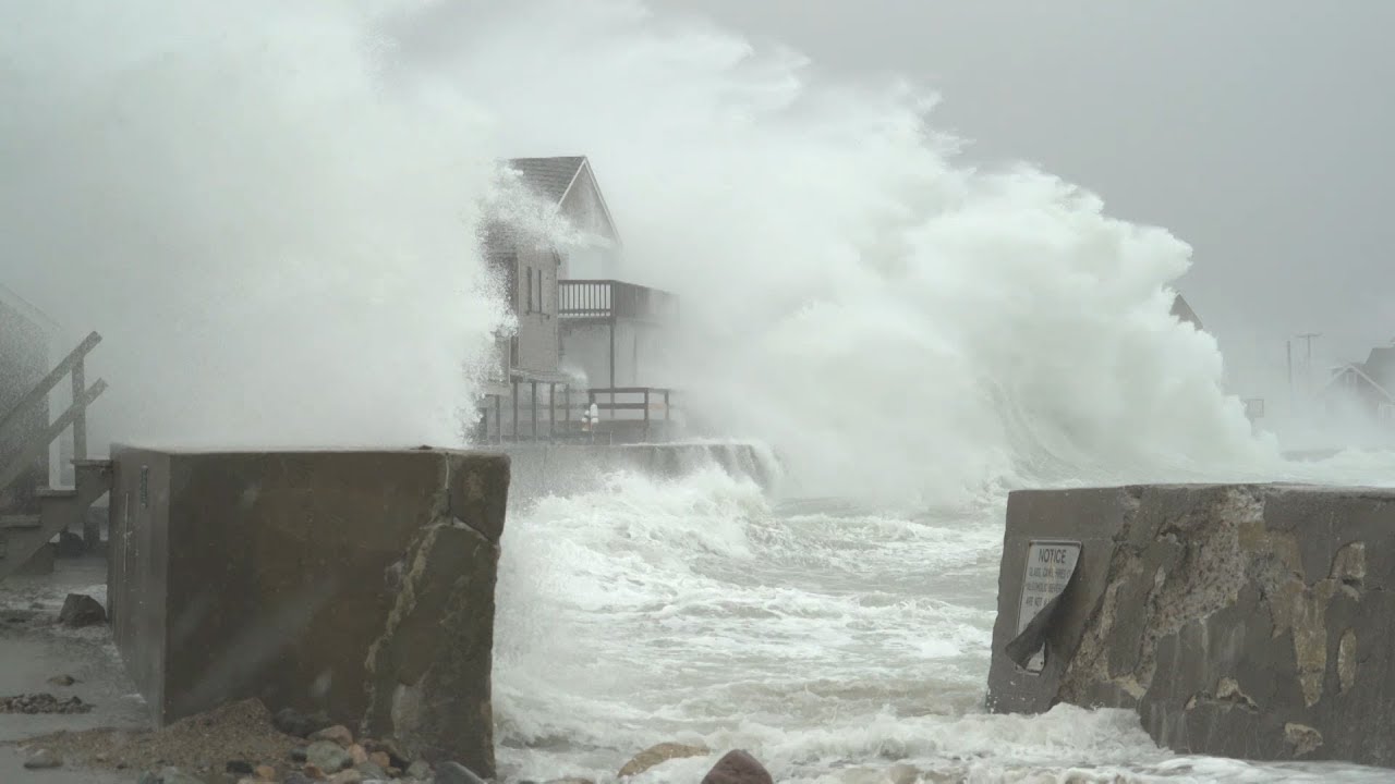 Extreme Storm Surge BLASTS Scituate, MA at high tide - 3/2/2018