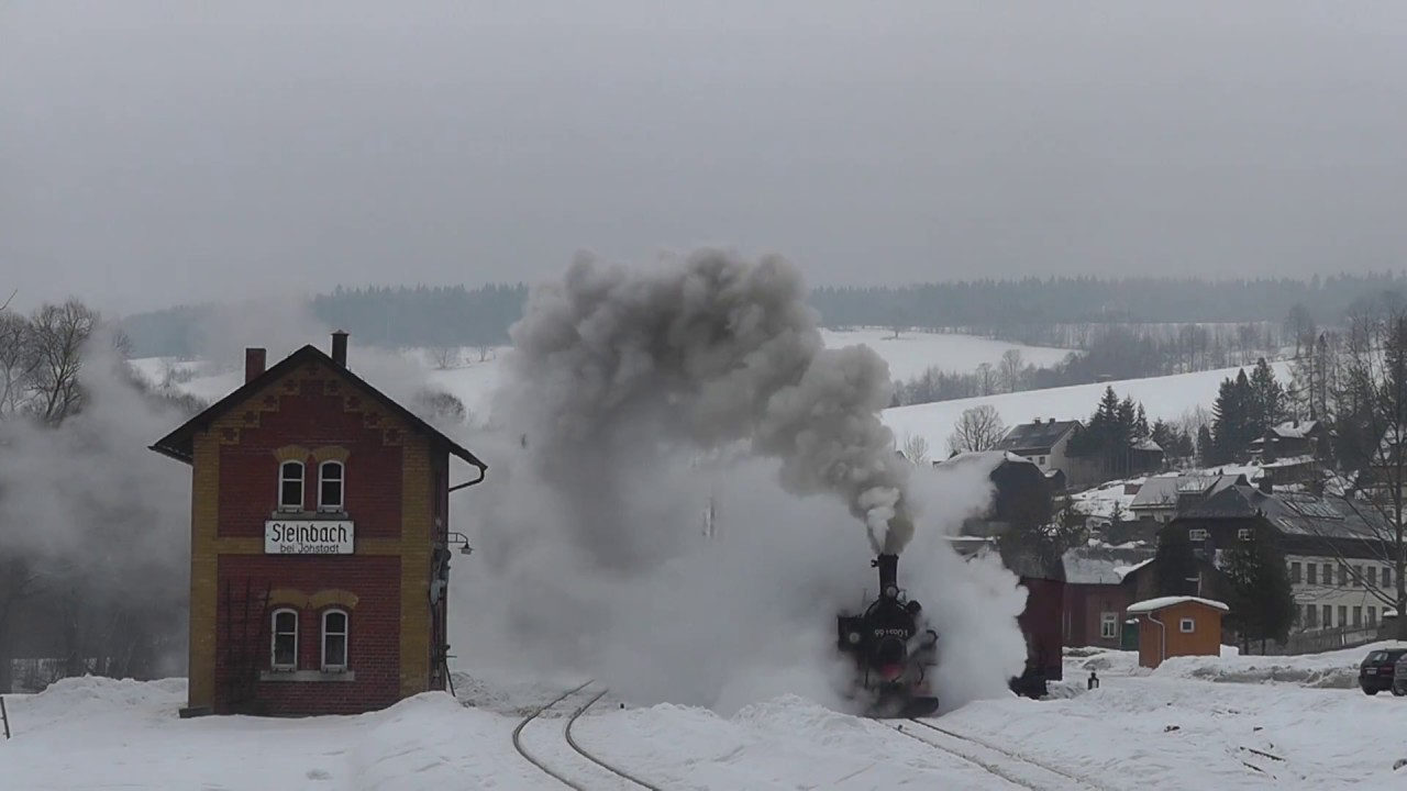 Preßnitztalbahn - Mit 99 590 von Steinbach nach Jöhstadt - 11./12.02.2017