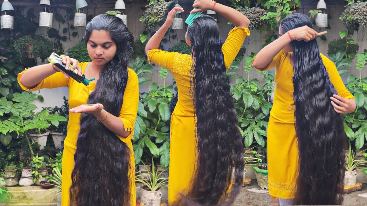 Long hair  oiling || hair combing calf length