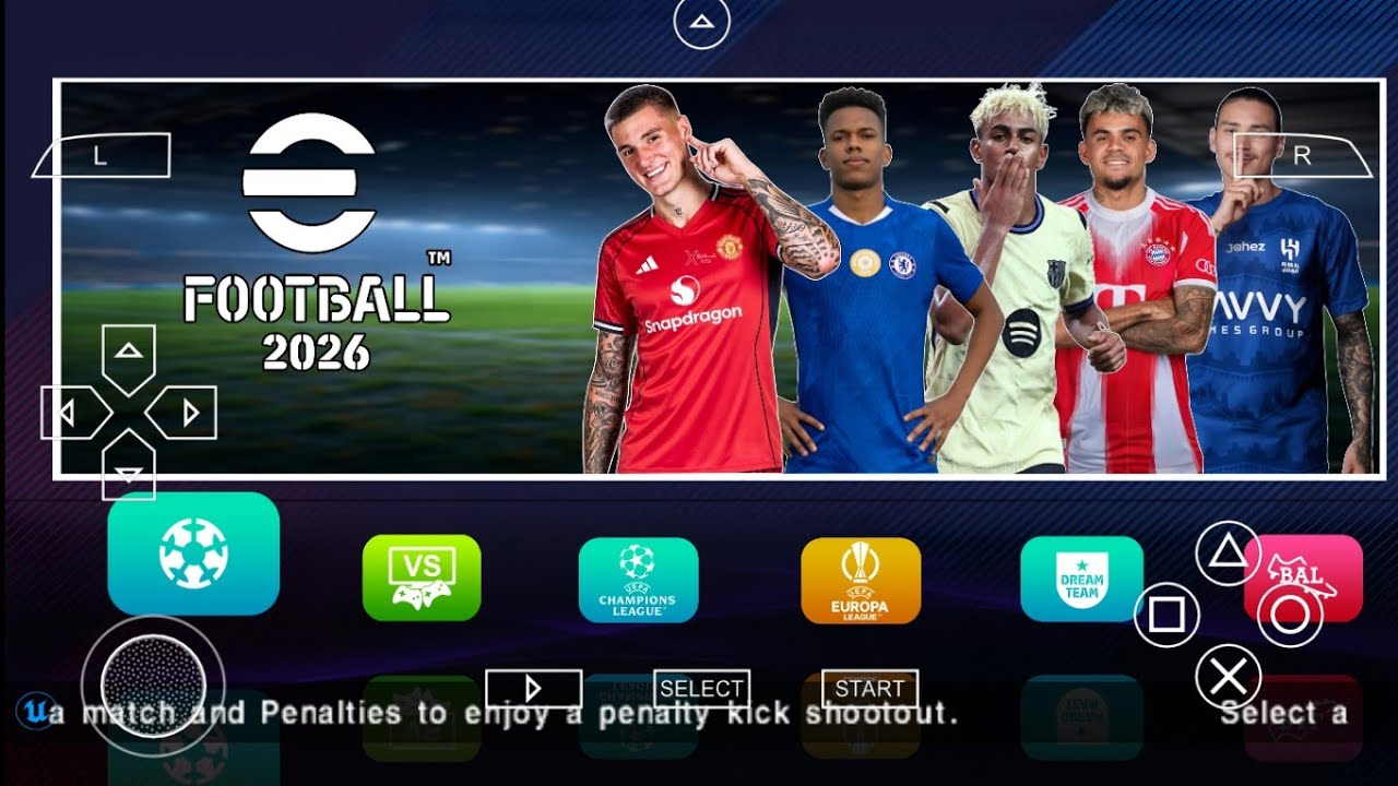 eFootball PES 2026 PPSSPP Android Offline PS5 Camera PES 2026 HD Graphics Новые комплекты формы 2...