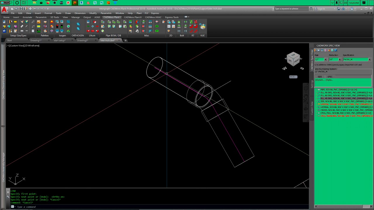 CADWorx; creating a pipe fitting assembly for difficult connections