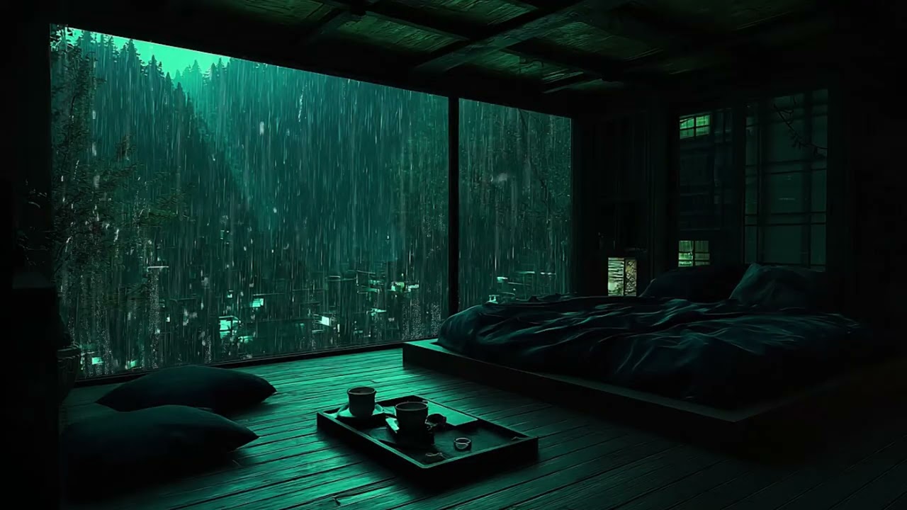 Midnight Woodland Rain 🌙🌧 | Black Screen Ambience for Deep Sleep & Calm Mind (No Ads)