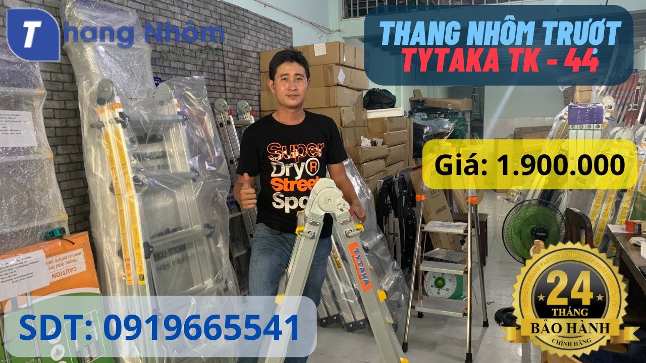 Thang Nhôm Rút Chữ A ( Thang Rút Lồng ) TYTAKA TK - 44 - Nhôm Dày, Bản Khóa To - Siêu Bền