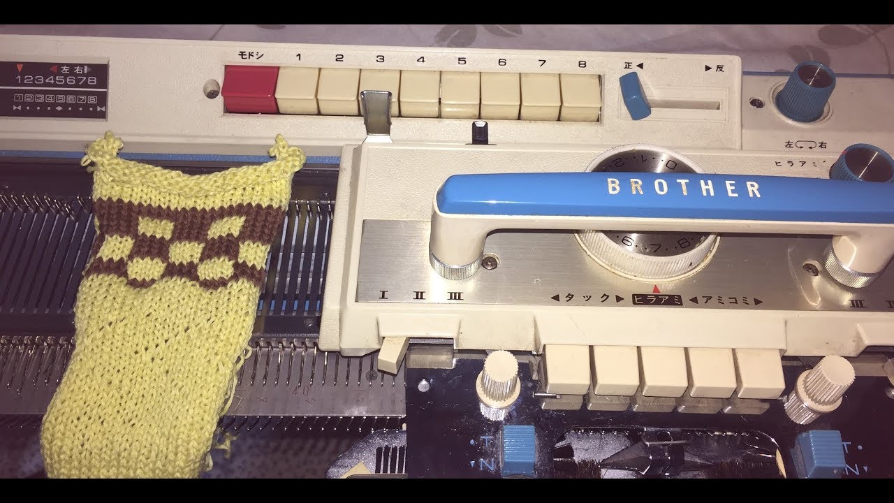 Brother KH588 slip stich & fair isle（すべり目と編み込み）