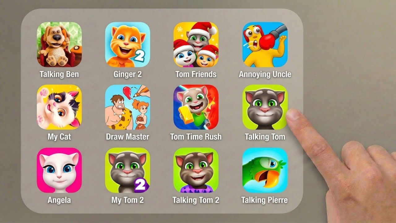 Talking Tom,Tom Time Rush,Tom friends, Annoying Uncle punch, My Cat,Talking Pierre #games 