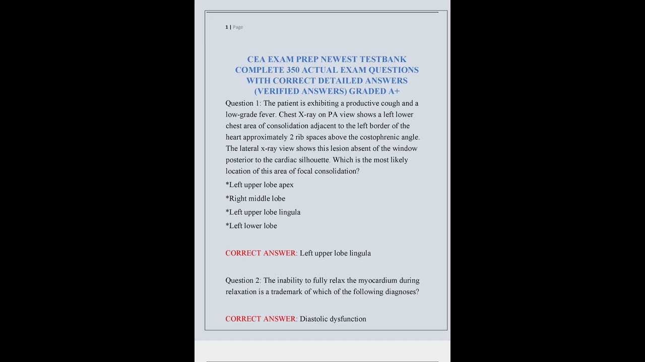 CEA EXAM PREP NEWEST TESTBANK COMPLETE 35