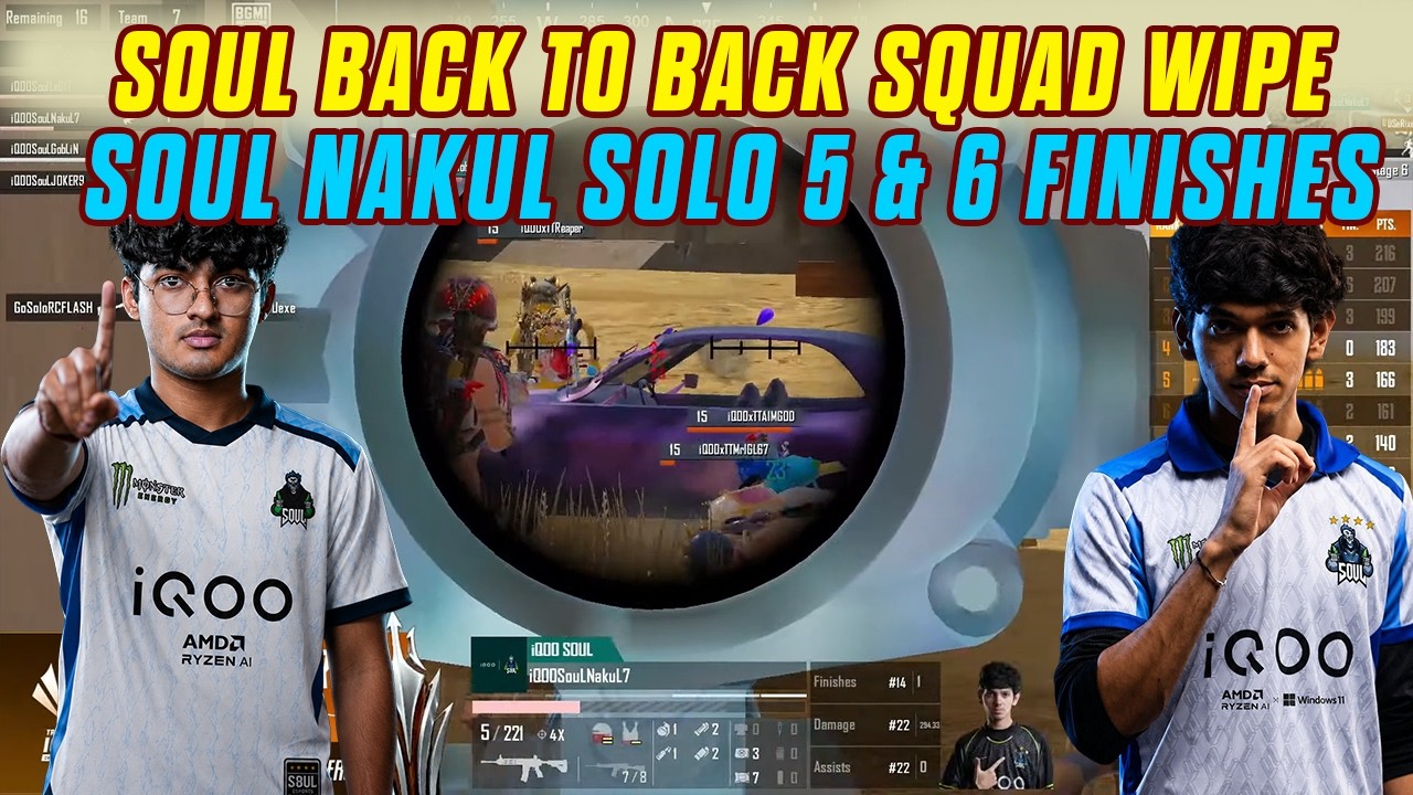 Soul Back to Back Squad wipe in Erangel | Soul Nakul Improvement 5 & 6 Solo Finishes