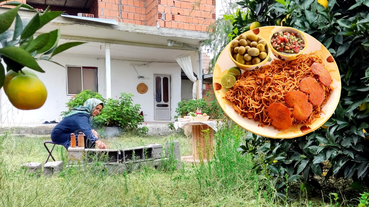 Cooking Spaghetti in the Village | Spaghetti and Shirazi Salad | Village Life of Iran