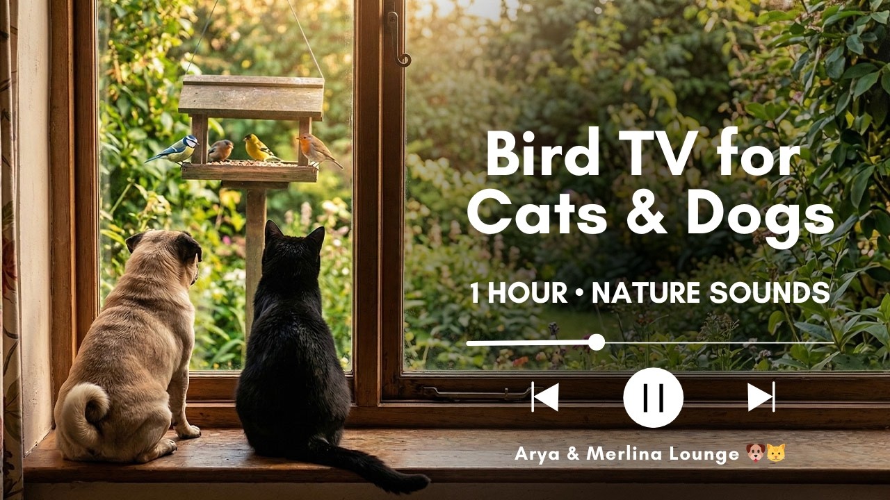 Bird Watching TV for Cats & Dogs 🐦 1 Hour of Garden Birds with Relaxing Music — Pet Entertainment