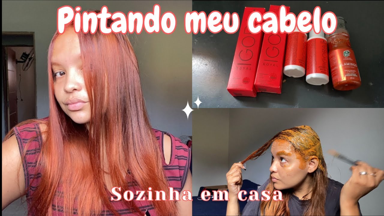 PINTANDO MEU CABELO DE RUIVO SOZINHA EM CASA 🧡✨