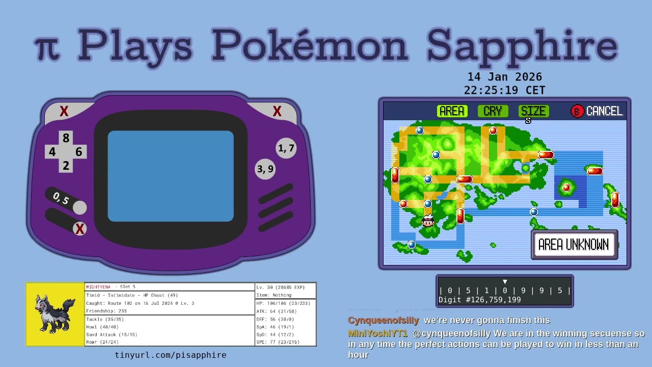 CAN THE NUMBER π BEAT POKÉMON? | Pi Plays Pokémon Sapphire - Stream #769 Part 1