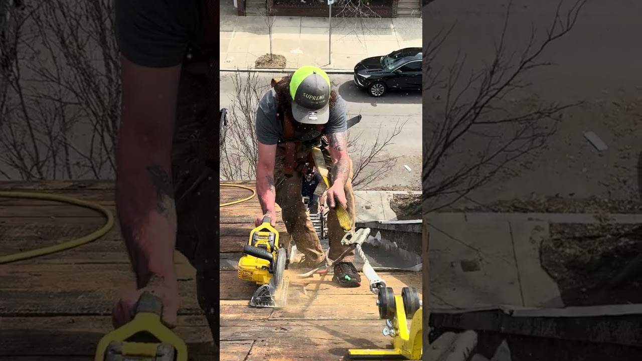 12/12 shingle roof. Unwalkable. Harness time 