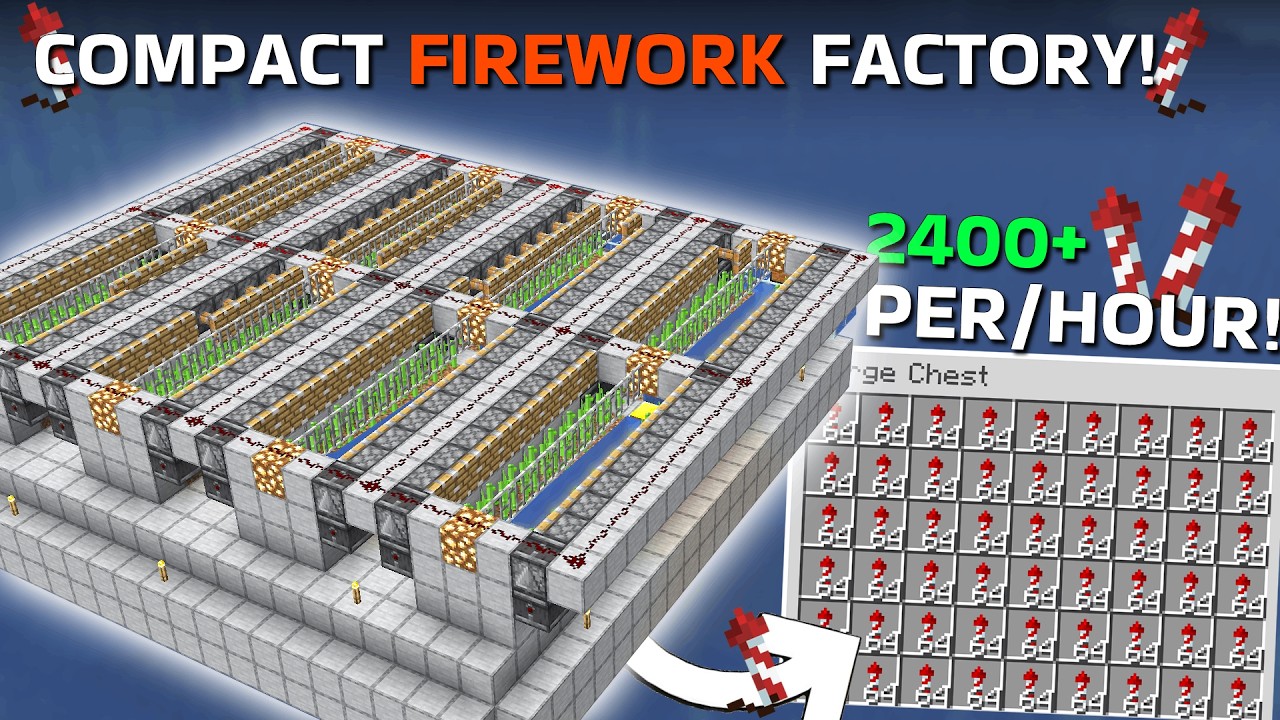 Minecraft Fireworks Rocket Farm Tutorial-- 2,400+ Per/H |