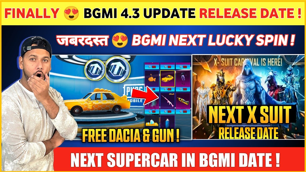 BIG UPDATE 😍 Next X Suit & Super Car Date | Next Lucky Spin in Bgmi | Bgmi 4.3 Update Release Date