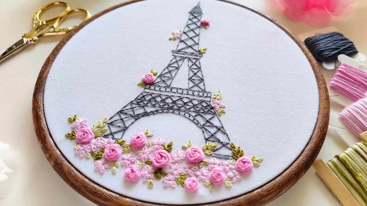 Eiffel Tower hand embroidery pattern | Embroidery tutorial for beginners | Infinite Thread Arts