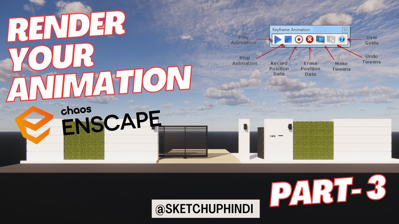 Render sketchup animation in enscape, keyframe animation, Fredo6 animator plugin. part- 3