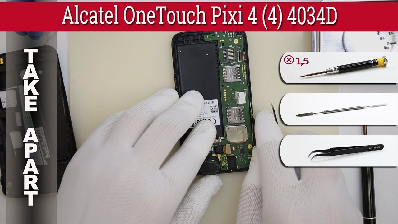 Как разобрать 📱 Alcatel OneTouch Pixi 4 (4) 4034D Разборка и ремонт