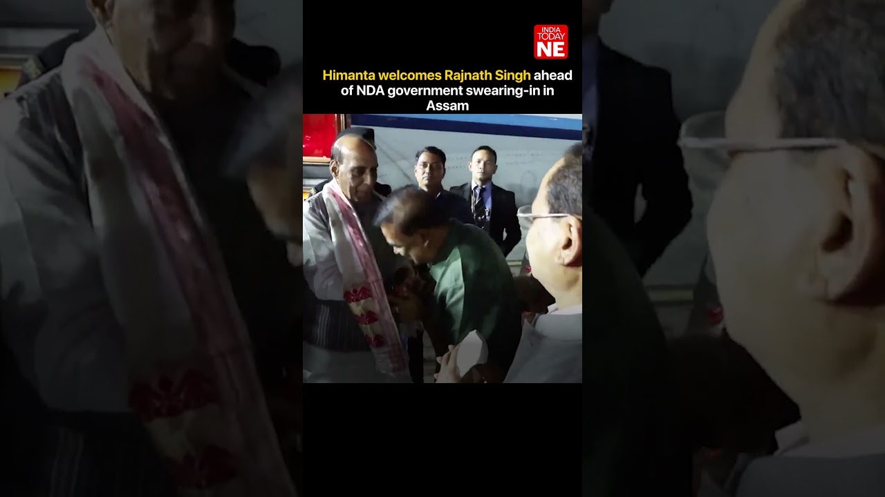 Himanta welcomes Rajnath Singh ahead of NDA government swearing-in in Assam