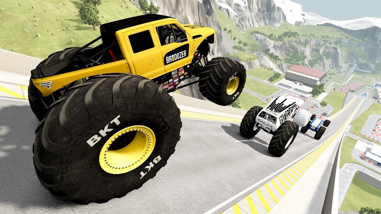 BMNG Drive - Epic High Speed Monster Truck Jumps Crashes #059 - BeamNG Drive