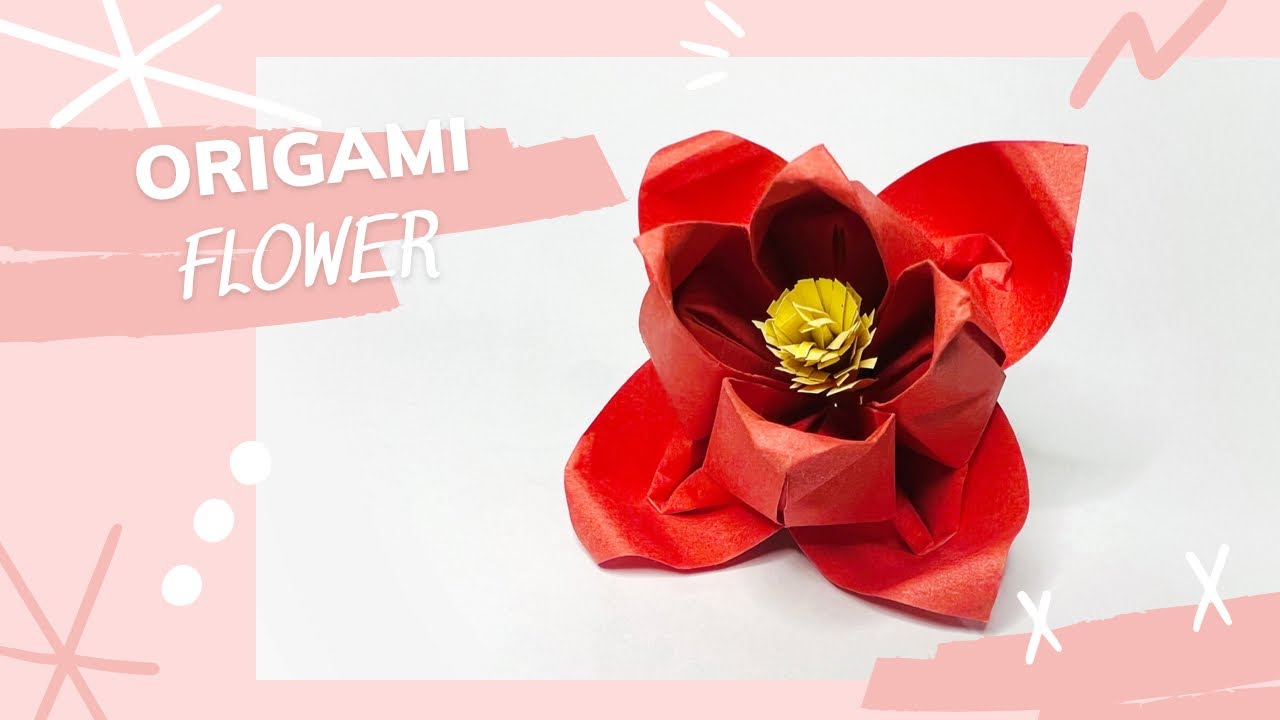 ORIGAMI FLOWER - How to make the easiest paper flower - PLC CHANNEL