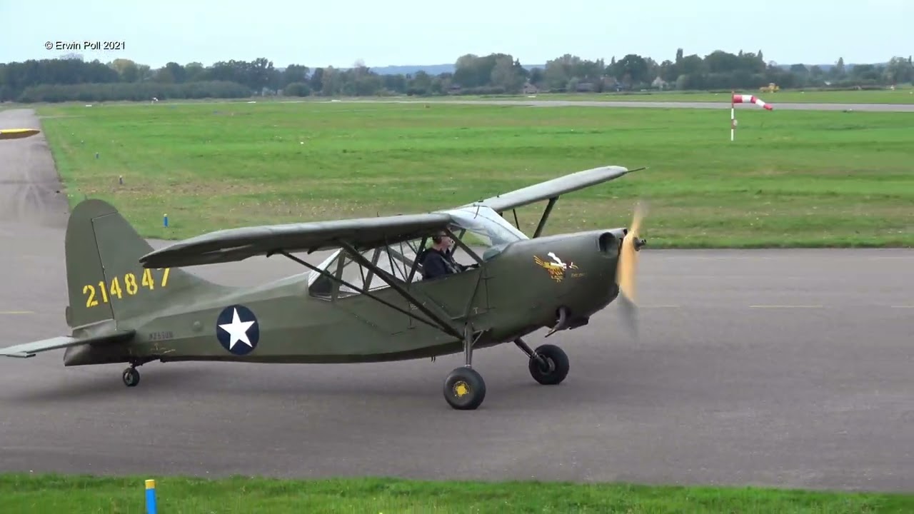 Stinson L-5 Sentinel N255DB / 42-14847 Teuge Airport 17 Okt 2021