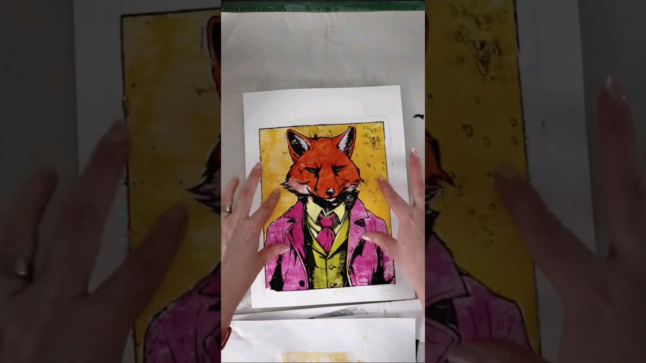 Using Stencils with the Gel Plate #shorts #monoprinting #gelliplate #gelprint #foxart