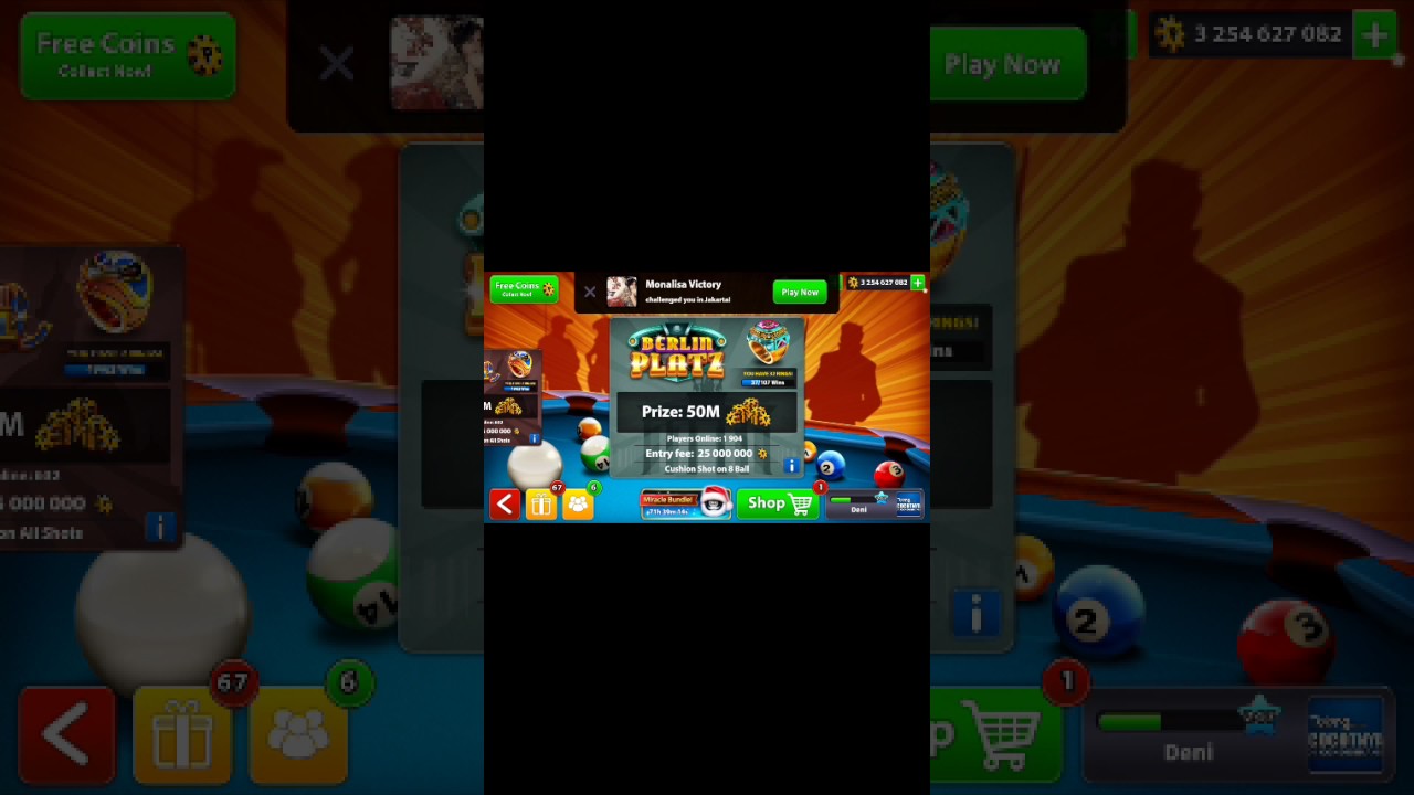 All Indirect shots, 8 ball must be potted by hard indirect shot or double cushions shot..