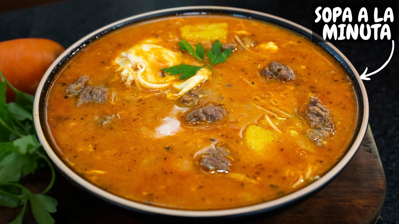 Como hacer una buena SOPA a la MINUTA con carne, receta faciles y economicas | Abelca