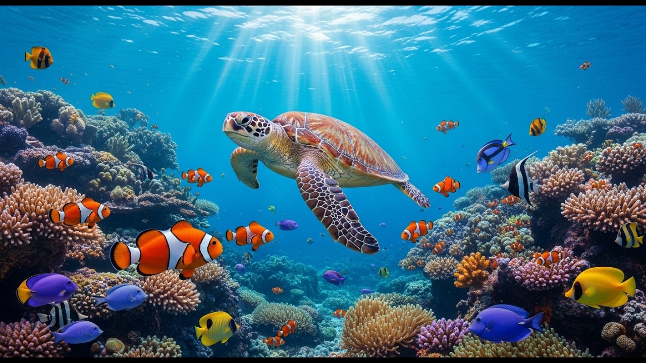 Relaxing Aquarium 4K 🐟 Beautiful Ocean Animals in a Calm Blue World