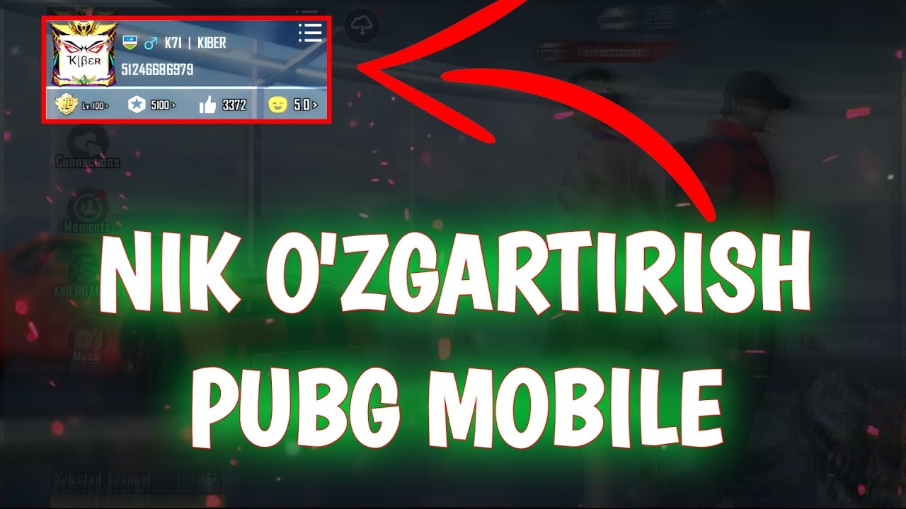 Akkaunt nikini o'zgartirish, pubg mobile @KiberGaming