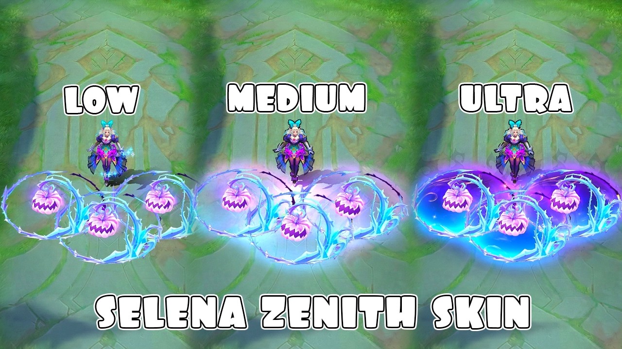 Selena Zenith Skin in Different Graphics Settings