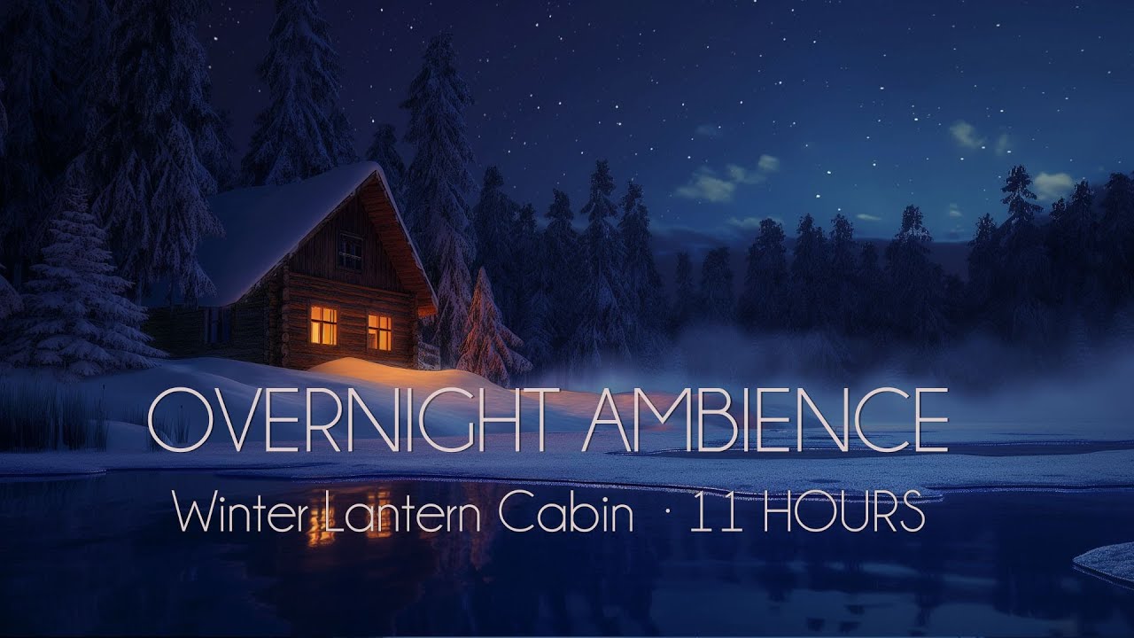 Winter Lantern Cabin · 11 HOURS | Frozen Lake Night Ambience
