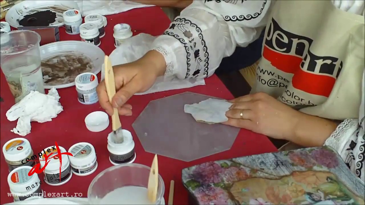 Tutorial - Decoupage on Glass and Cracking Varnish Opalescent - Opaque - Decupaj pe sticla