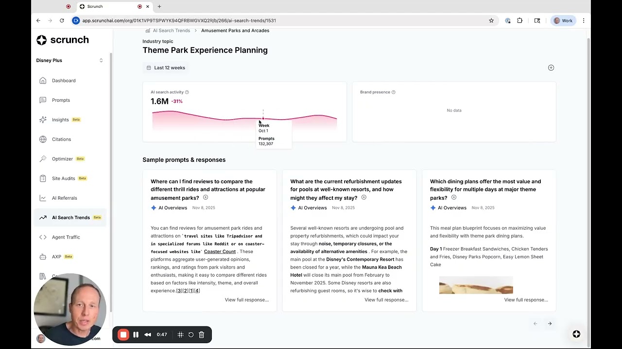 See which topics are trending across AI platforms with AI Search Trends (Scrunch Demo)