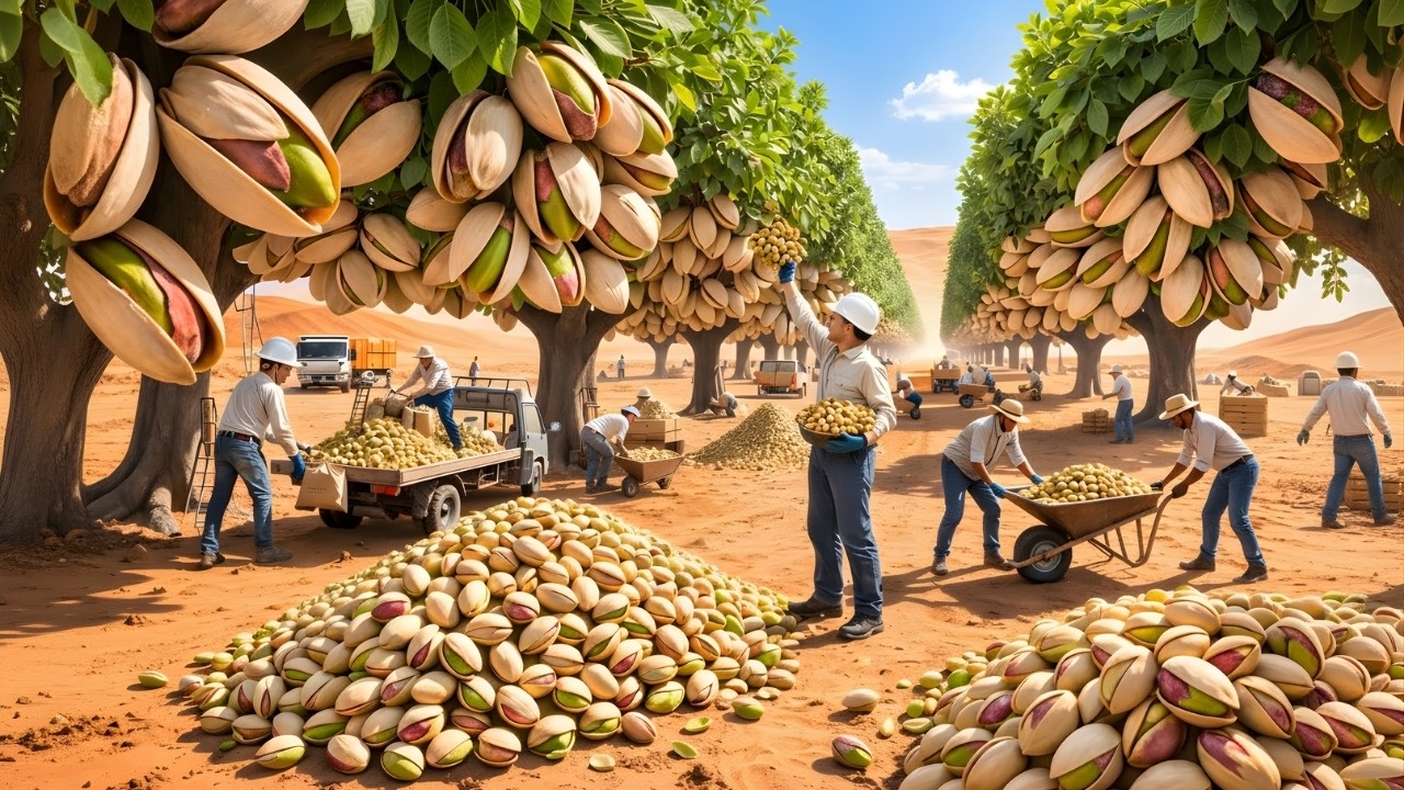 Unbelievable! How Desert-Grown Pistachios Are Processed in a Modern Factory (Full Process)