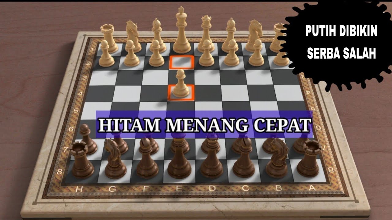 Trik catur hitam menang cepat part 1 | pada awal permainan e4 | putih dibikin serba salah
