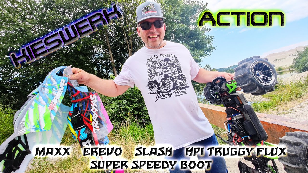 Kieswerk Action mit MAXX, SLASH, HPI Truggy Flux und Super Speedy Boot