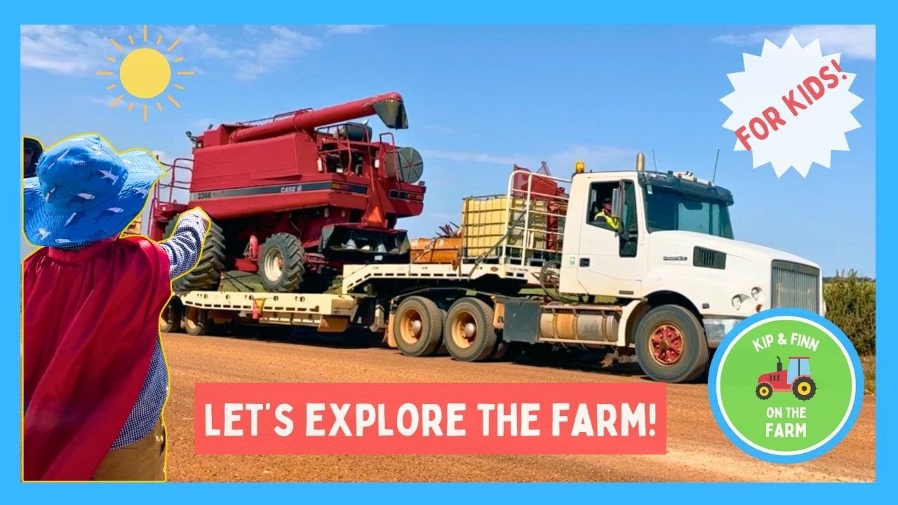 Farm Fun for Kids: Truck Towing Harvester, Feeding Farm Animals, Farm Adventures! 🚜