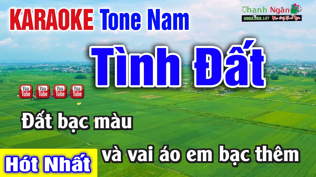 Tình Đất KARAOKE Tone Nam Beat Phối Hay Nhất - Nhạc Sống Thanh Ngân