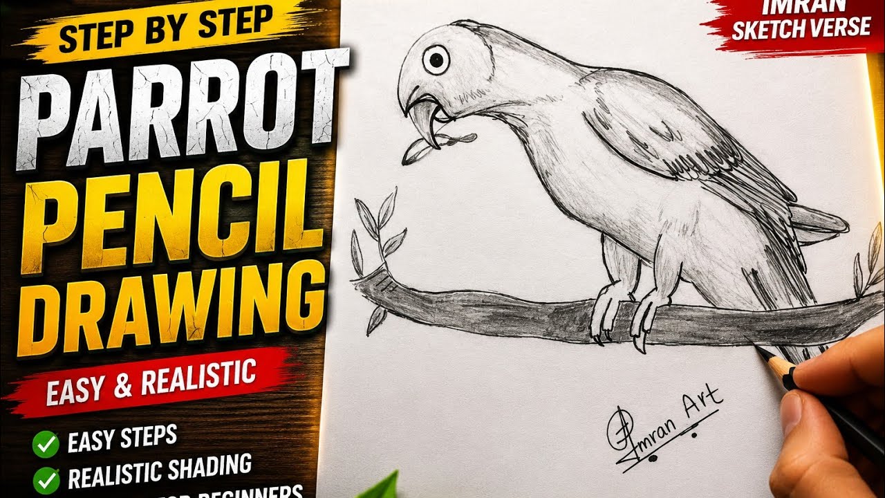 How to draw a beautiful parrot drawing //easy parrot drawing Step by step 