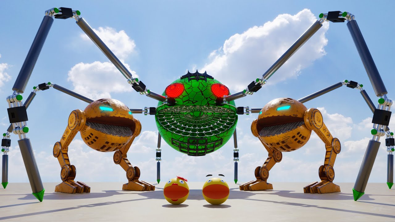 Pacman vs Monsters Compilation | Pacman vs Spider Robot