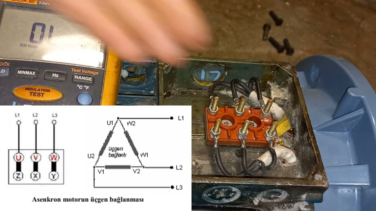 3 fazlı asenkron motor multimetre ile sağlamlık kontrolü Measuring 3 phase asynchronous motor