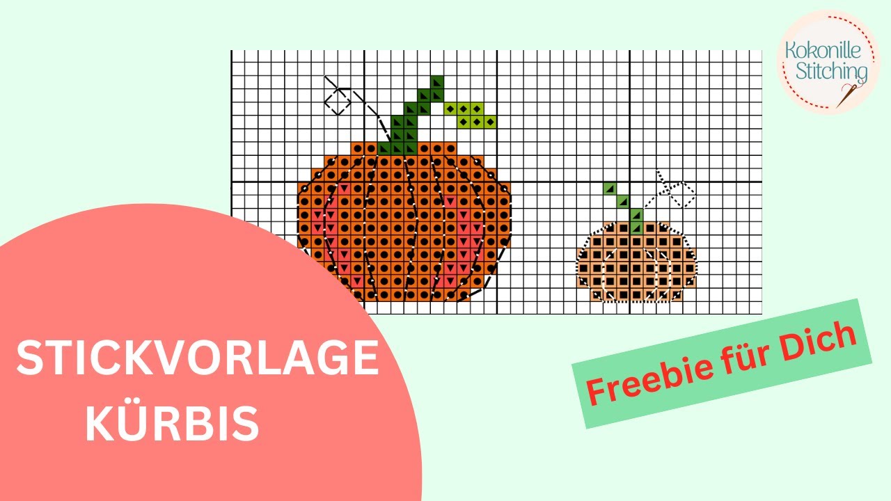 Stickvorlage Kürbis im Kreuzstich - Freebie
